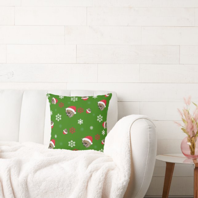 Chihuahua Santa Hat Christmas Cushion (Couch)
