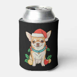 Chihuahua Santa Hat Christmas Ornaments Xmas Dog Can Cooler