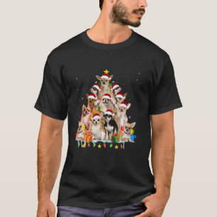 Chihuahua Santa Hat Christmas Tree Lights Xmas Dog T-Shirt