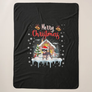 chihuahua santa hat merry christmas dog lover sherpa blanket
