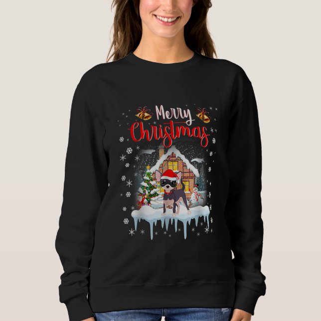 chihuahua santa hat merry christmas dog lover sweatshirt (Front)