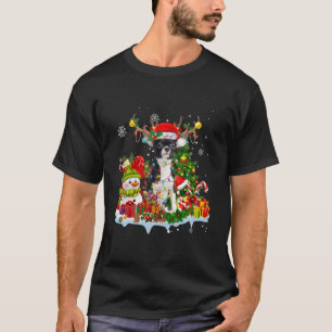 Chihuahua Santa Hat Reindeer Christmas Lights T-Shirt