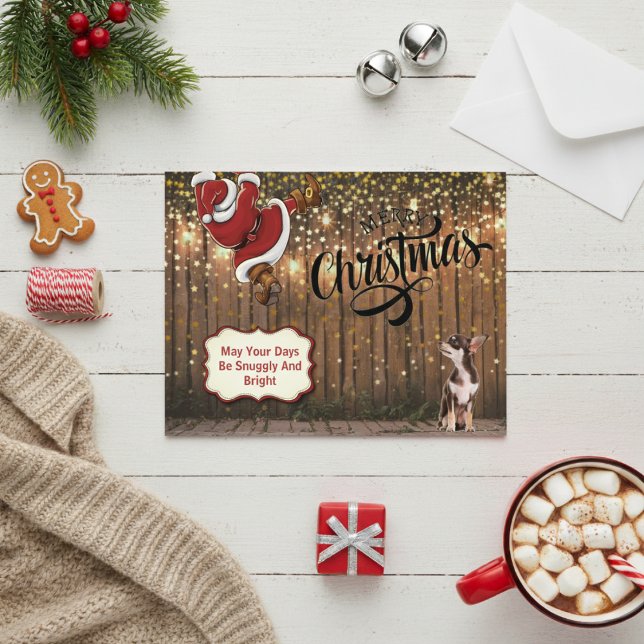 Chihuahua Santa Rustic Christmas Postcard (Chihuahua Santa Rustic Christmas Postcard)