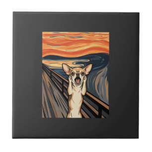 Chihuahua Scream Expressionist Dog Art_1 Ceramic Tile