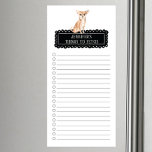 Chihuahua Shopping List Magnetic Notepad<br><div class="desc">Adorable things to fetch Chihuahua dog with a black chalkboard frame personalised with your name.</div>