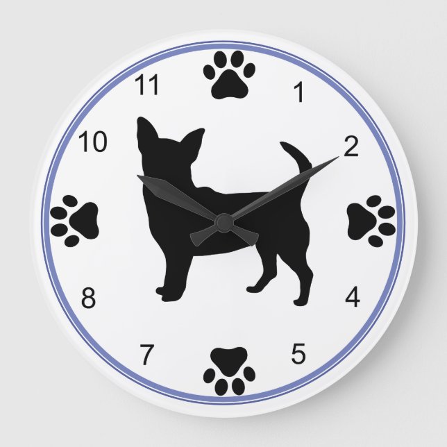 Chihuahua Silhouette Large Clock (Front)