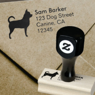 Chihuahua Silhouette Return Address Rubber Stamp