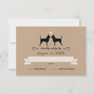 Chihuahua Silhouettes Wedding RSVP Reply Card
