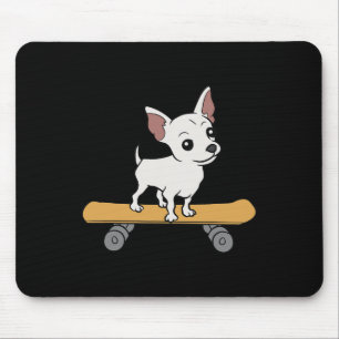 Chihuahua Skateboard Cute Chihuahua Skateboarding Mouse Pad