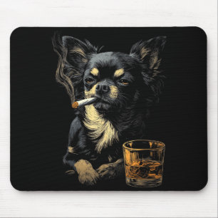 Chihuahua Smoking Cigarette Whisky Lover Funny Dog Mouse Pad