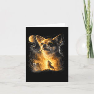 Chihuahua smoking howling to the moon vintage 90s card
