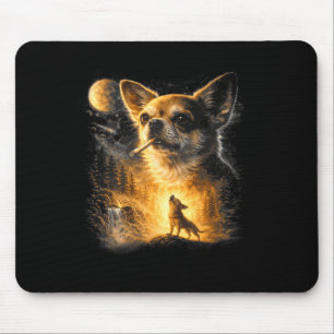 Chihuahua smoking howling to the moon vintage 90s mouse pad