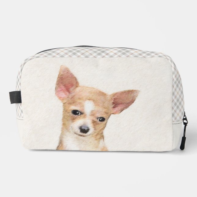 Chihuahua Smooth Coat Painting Original Dog Art Dopp Kit (Front)