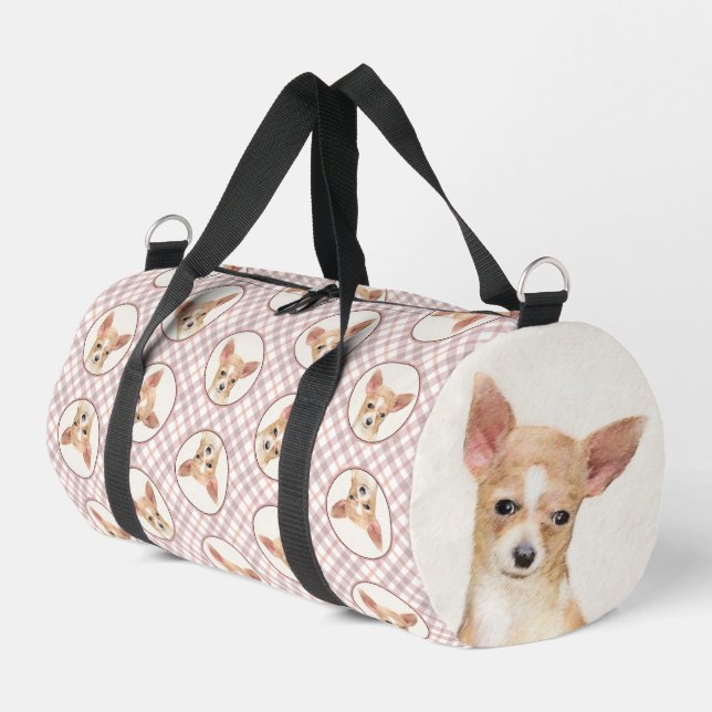 Chihuahua Smooth Coat Painting Original Dog Art Duffle Bag (Left Corner)