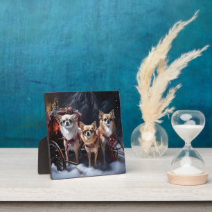 Chihuahua Snowy Sleigh Christmas Decor Plaque