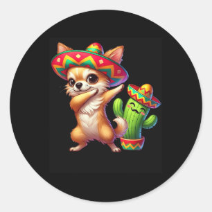 Chihuahua Sombrero Cinco De Mayo Mexican Cactus Ki Classic Round Sticker