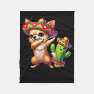Chihuahua Sombrero Cinco De Mayo Mexican Cactus Ki Fleece Blanket