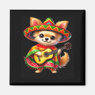 Chihuahua Sombrero Guitar Cinco De Mayo Mexican Ki Magnet