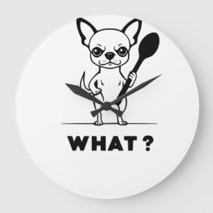 Chihuahua Spoon Surprise Funny Dog Art Large Clock