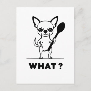 Chihuahua Spoon Surprise Funny Dog Art Postcard