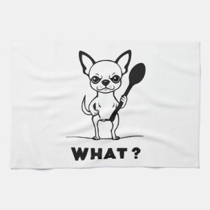 Chihuahua Spoon Surprise Funny Dog Art Tea Towel