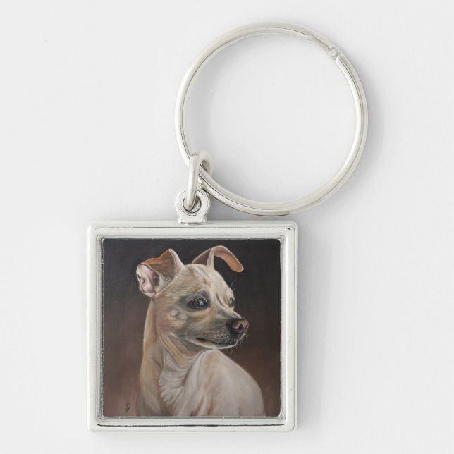 Chihuahua Square Key Chain (Front)