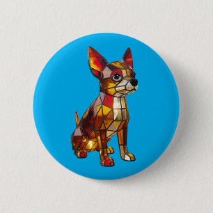 Chihuahua Stained Glass Button