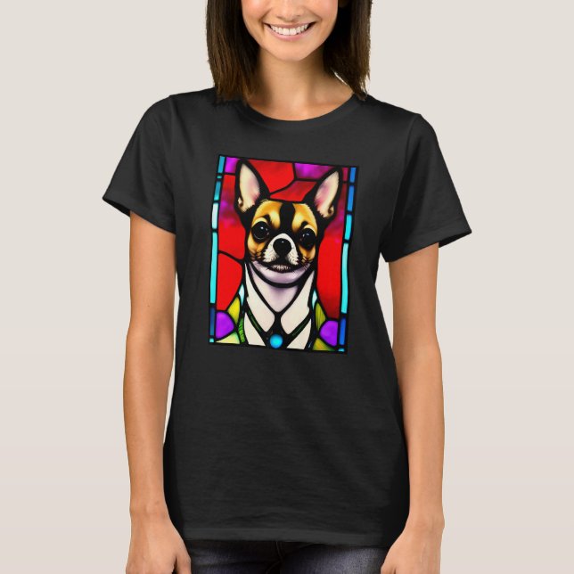 Chihuahua - Stained Glass Pop Art Premium_2 T-Shirt (Front)