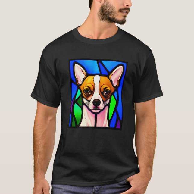 Chihuahua - Stained Glass Pop Art Premium_5 T-Shirt (Front)