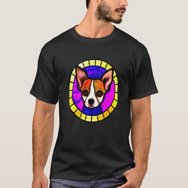 Chihuahua - Stained Glass Pop Art Premium_7 T-Shirt (Front)