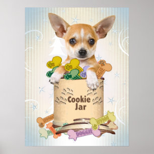 Chihuahua Stands Over Cookie Jar Poster