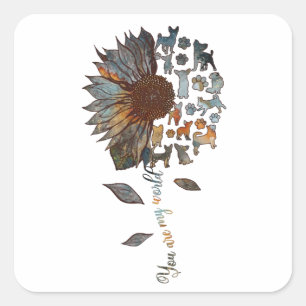 Chihuahua Sunflower You Are My World Dog Lovers Square Sticker