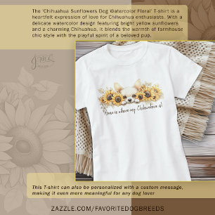 Chihuahua Sunflowers Dog Watercolor Floral T-Shirt