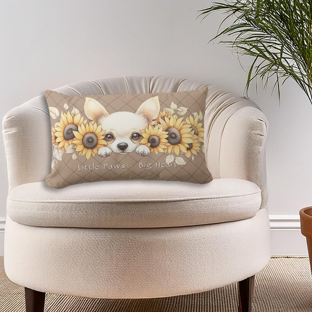 Chihuahua Sunflowers Floral Throw Pillow (Chihuahua Sunflowers Floral Throw Pillow to personalize for dog loving friends and family, and you!)