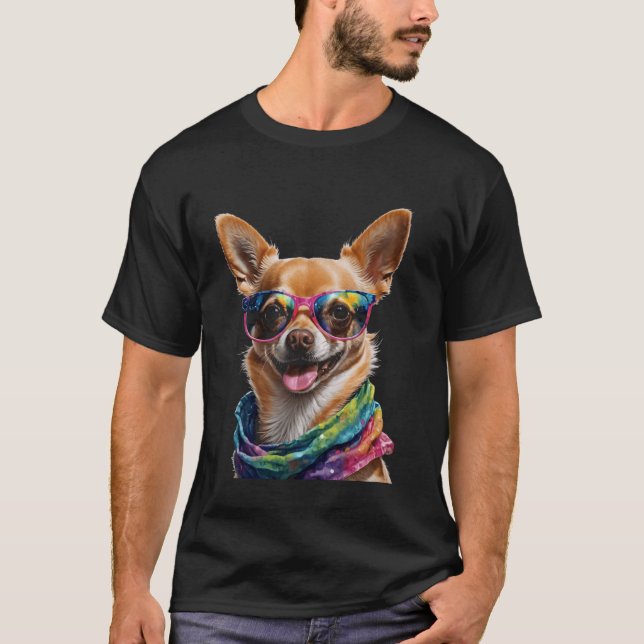 Chihuahua Sunglasses Dog Funny Animal Art Print Gr T-Shirt (Front)