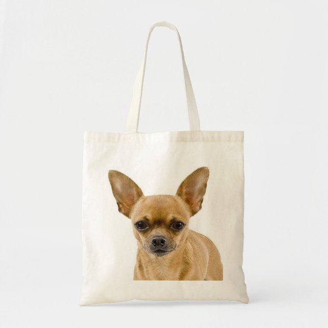 Chihuahua Tan And White Puppy Dog Tote Bag (Front)
