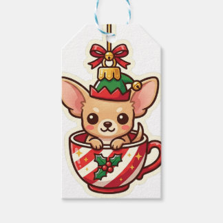 Chihuahua Teacup Elf Christmas Gift Tag