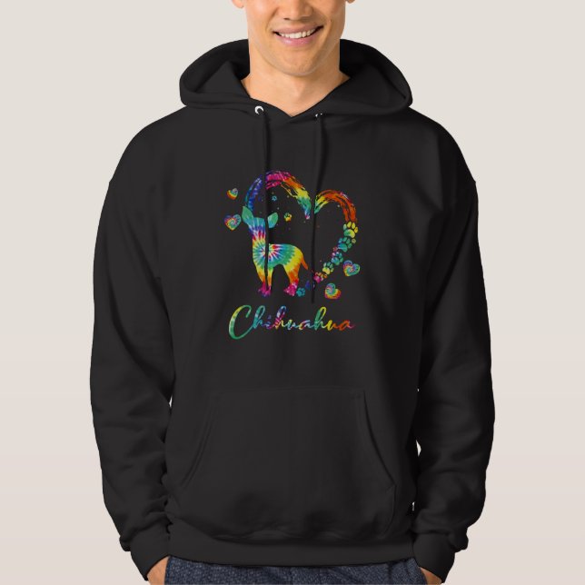 Chihuahua Tie Dye Rainbow Dog Hoodie (Front)