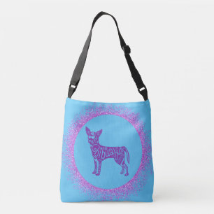 "CHIHUAHUA" TOTE IN LGHT BLUE & PINK.