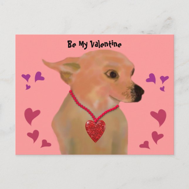 Chihuahua Valentine Hearts Holiday Postcard (Front)