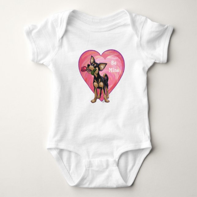 Chihuahua Valentine's Day Baby Bodysuit (Front)