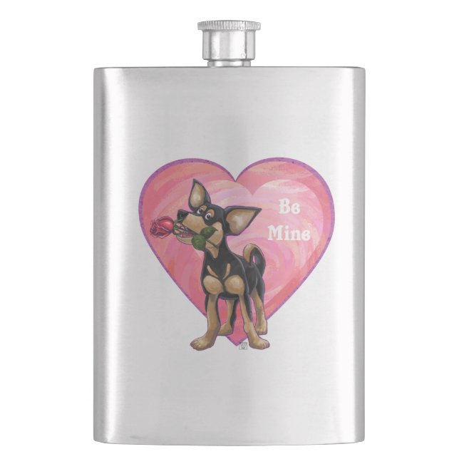 Chihuahua Valentine's Day Hip Flask (Front)