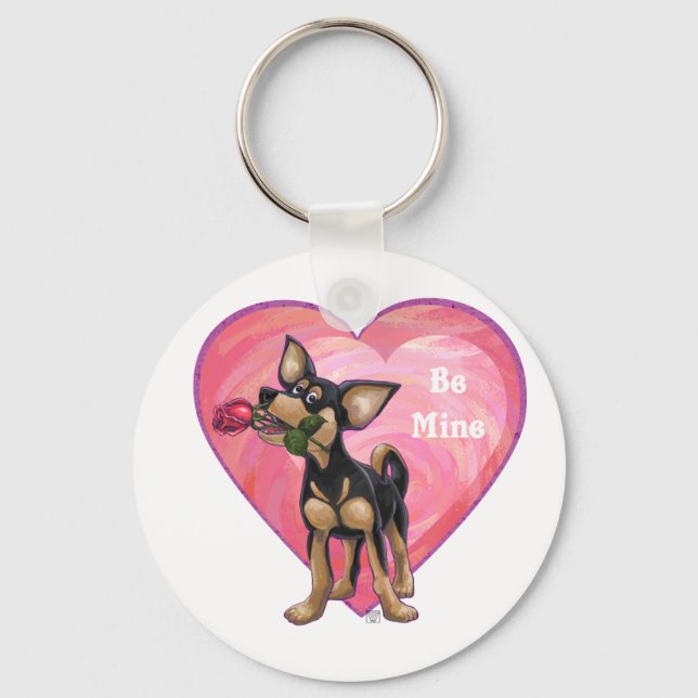 Chihuahua Valentine's Day Key Ring (Front)