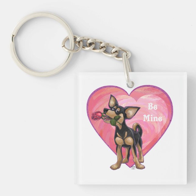 Chihuahua Valentine's Day Key Ring (Front)