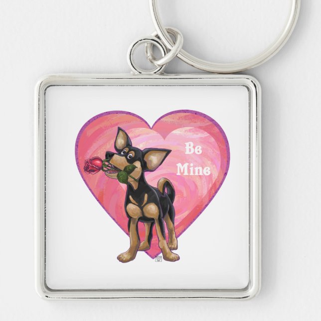 Chihuahua Valentine's Day Key Ring (Front)