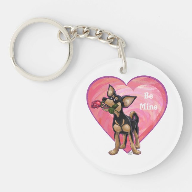 Chihuahua Valentine's Day Key Ring (Front)