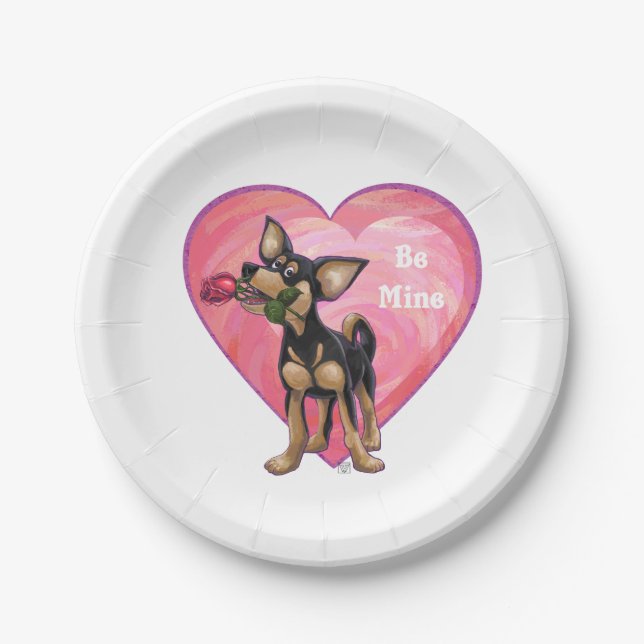 Chihuahua Valentine's Day Paper Plate (Front)