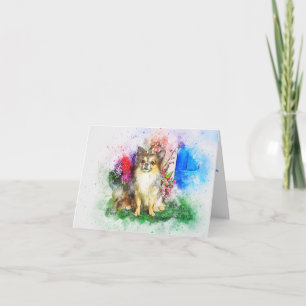 Chihuahua Water Colour Painting Blank Card