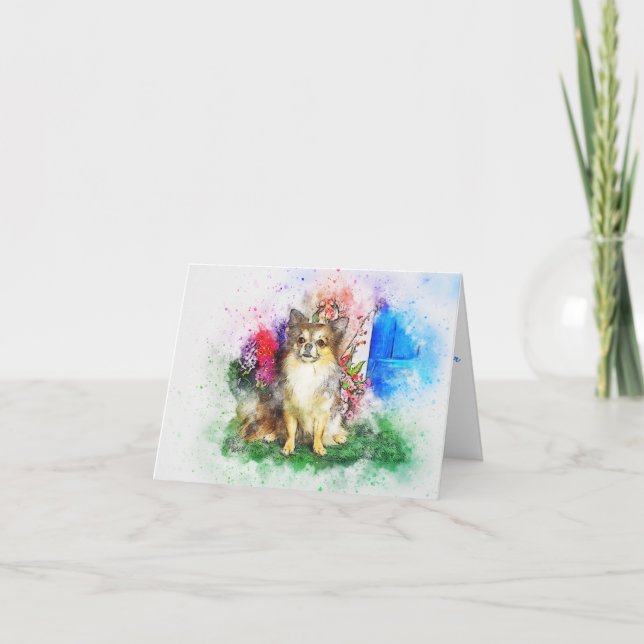 Chihuahua Water Colour Painting Blank Card (Front)