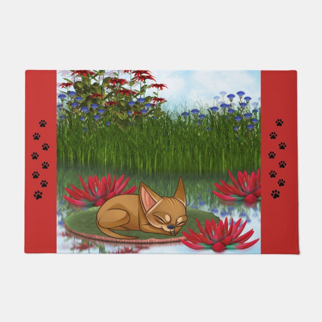 Chihuahua Water Lilly Door Mat (Front)
